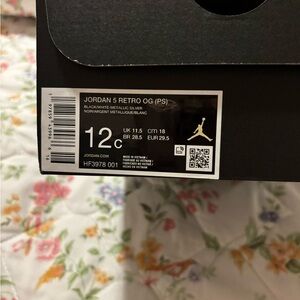 Jordan 5 Retro OG PS in Black and Metallic Silver